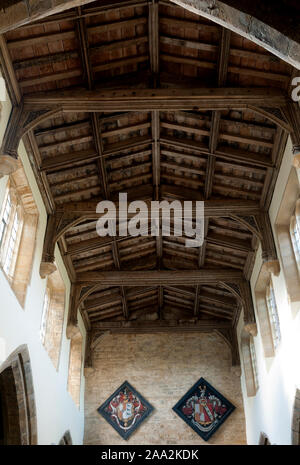 Das hölzerne Dach in St. Maria, der Jungfrau, Kirche, Fawsley, Northamptonshire, England, Großbritannien Stockfoto