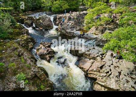 Betws y Coed, Conwy, Llugwy, River Falls, Conwy, Conway, Snowdonia, North Wales, UK Stockfoto