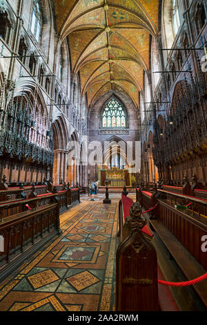 Chester Cathedral, Intern, Chorgestühl und Bildschirm, Cheshire, England, Großbritannien Stockfoto