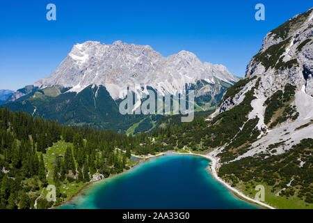 Seebensee auf die Zugspitze, Ehrwald, Tirol, Österreich Stockfoto