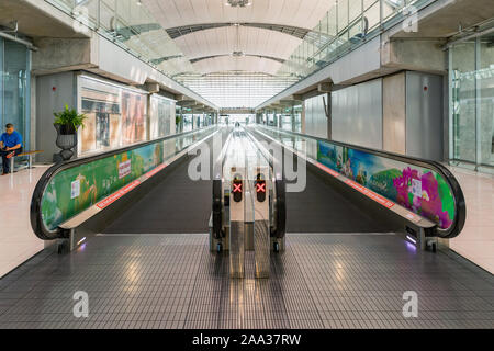 BANGKOK THAILAND - NOVEMBER 2019. Die bahnhofshalle von Suvarnabhumi Airport, entworfen von Helmut Jahn ist der weltweit drittgrößte single-Gebäude flughafen Stockfoto