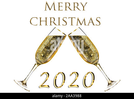 Frohe Weihnachten 2020 Herzlichen Glückwunsch auf weißem Hintergrund Stockfoto
