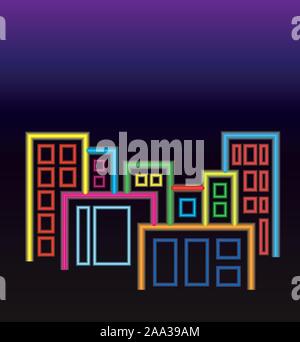 Stadt der Neonlichter Stock Vektor