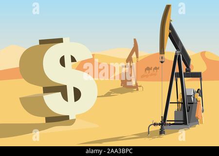 Bohrinseln in der Wüste. Vector Illustration EPS 10. Stock Vektor