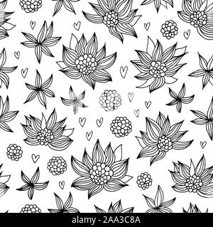 Blumen und Herzen nahtlose Muster, Valentine, vector Hintergrund Stock Vektor