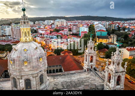 Royal Estrela Basilica, Kloster Kathedrale Basilius Kirche Portugal Lissabon, drone Foto, Luft, Sommer Frühling Stockfoto