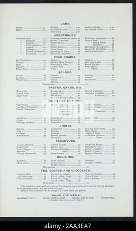 ILLUS, Zeichnung von DAMPFGARER STELLEN INNERHALB DES RAHMENS;;;;;;;; A-la-carte [von] nördlichen Steamship Company/GREAT NORTHERN RY LINE statt. [At] an Bord der SS NORTH LAND (SS;) Stockfoto