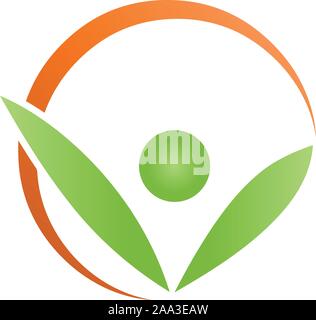 Person, Blätter, Pflanze, Heilpraktiker, Gärtner, Logo Stock Vektor