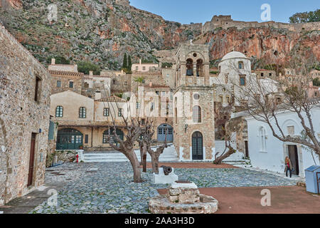 Monemvasia Dorf in Peloponnes, Griechenland. Stockfoto