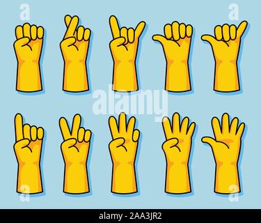 Reiniger Gummihandschuh cartoon Geste vector Abbildung. Stock Vektor