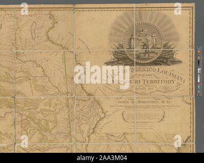 Relief bildlich dargestellt. Prime Meridiane: Washington und Greenwich. Politische Grenzen in Farbe dargestellt. Enthält Tabellen der Breitengrad, Längengrad, Native American Nations Population zählt und andere Hinweise. Auch dekorative Kartusche. Maßstab ca. 1:2.500.000 (W126°45 ʹ 00 ʺ - W79°04 ʹ 00 ʺ/N 48°00 ʹ 00 ʺ -- N 10° 00 ʹ 00 ʺ) Zuordnung der Nation (NEH gewähren, 2015-2018); eine Karte von Mexiko, Louisiana und die Missouri Gebiet Stockfoto
