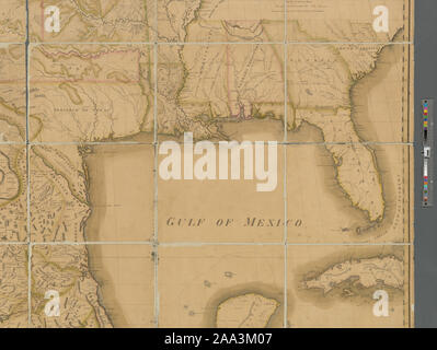 Relief bildlich dargestellt. Prime Meridiane: Washington und Greenwich. Politische Grenzen in Farbe dargestellt. Enthält Tabellen der Breitengrad, Längengrad, Native American Nations Population zählt und andere Hinweise. Auch dekorative Kartusche. Maßstab ca. 1:2.500.000 (W126°45 ʹ 00 ʺ - W79°04 ʹ 00 ʺ/N 48°00 ʹ 00 ʺ -- N 10° 00 ʹ 00 ʺ) Zuordnung der Nation (NEH gewähren, 2015-2018); eine Karte von Mexiko, Louisiana und die Missouri Gebiet Stockfoto
