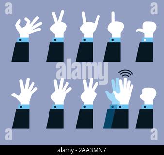 Vektor Sammlung der flachen Hand Geste. Stock Vektor