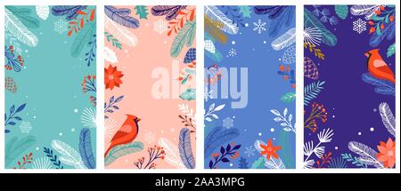 Sammlung von abstrakten Hintergrund entwirft, winter Verkauf, Social Media Promotion Inhalt. Vector Illustration Stock Vektor