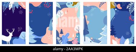 Sammlung von abstrakten Hintergrund entwirft, winter Verkauf, Social Media Promotion Inhalt. Vector Illustration Stock Vektor