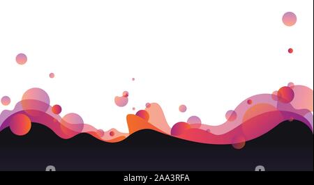 Gradient formen Zusammensetzung Kugel Tropfen und Marine und pink orange gradient Wellen geometrische Hintergrund. Stripe design Vorlage für Poster, Banner, Flyer Stock Vektor