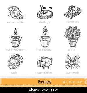 Satz von Busines Umrisse Web Icons Stock Vektor
