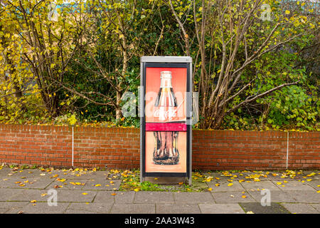 Coca Cola Werbung auf BT Telefon, Großbritannien Stockfoto