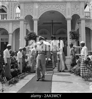 Wenn König Bhumibol Adulyadej besuchte die muslimischen Menschen in der Provinz Nakhon Si Thammarat am 15. März 1959 oder vor 60 Jahren, und der König saß auf der Minibar im Inneren der Moschee. Immer noch sehr viel Freude an die muslimische Bevölkerung der Provinz Nakhon Si Thammarat und gilt als die einzige sitzen auf dem Minbar in Thailand Stockfoto