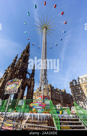 Star Flyer auf Edinburgh's Weihnachten 2019 im Osten die Princes Street Gardens Edinburgh Schottland Großbritannien mit Veranstaltungen Fahrten Attraktionen und Märkte Stockfoto