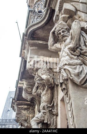 In den Straßen von Prag. Alte Häuser in Prag. Architektur von Prag Altstadt Stockfoto