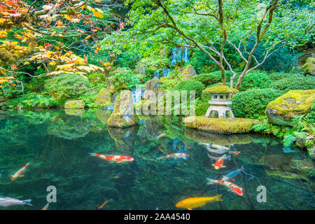 Japanischer Garten in Portland Oregon USA Stockfoto