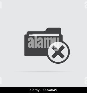Symbol Ordner löschen im flachen Stil auf grauem Hintergrund. Für ihr Design, Logo. Vector Illustration. Stock Vektor