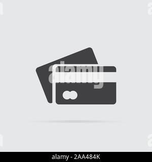 Kreditkarte Symbol im flachen Stil auf grauem Hintergrund. Für ihr Design, Logo. Vector Illustration. Stock Vektor
