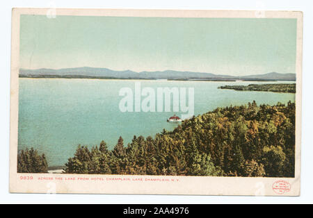 Wurde Detroit Publishing Company. Neue Impressum mit Artist's Palette Marke. Bilder mit Datum Vor 1906 inbegriffen.; über den See vom Hotel Champlain, Lake Champlain, N.Y. Stockfoto