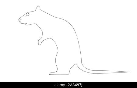 Ratte in eine dünne durchgezogene Linie gezeichnet, Vektor. Stock Vektor