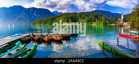 Unglaublich idyllischen See Bohinj in Slowenien. Schönheit in der Natur Stockfoto