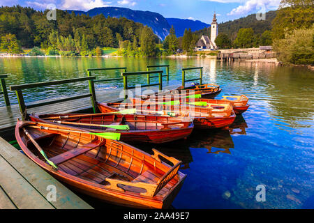 Unglaublich idyllischen See Bohinj in Slowenien. Schönheit in der Natur Stockfoto