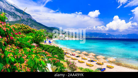 Unglaubliche Natur in Limnionas Strand, Insel Samos, Griechenland. Stockfoto