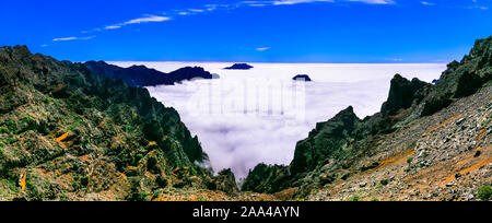 Beeindruckende Landschaft Vom Roque de Los Muchachos, Panoramaaussicht, La Palma, Spanien. Stockfoto