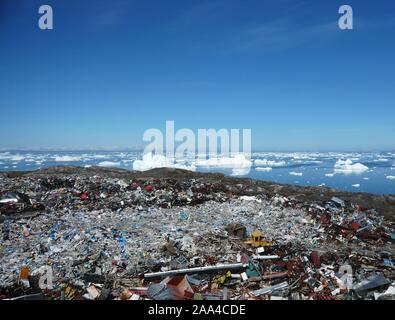 Müllkippe in der Nähe von Ilulissat, Diskobucht, Grönland Stockfoto