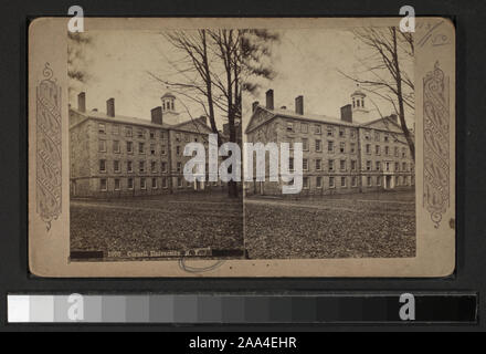 Hinweis: Diese wird in der Foto- und in der Nypl Informationen unten falsch identifiziert werden. Dies ist nicht der Cornell Universität, sondern es ist Alexander Hall an der Princeton Theological Seminary. Erbaut 1817, Kuppel im Jahre 1827 aufgenommen. Quelle 1: https://princetonhistory.org/research/historic-princeton/historic-sites/ Quelle 2: Https://www.presbyteriansofthepast.com/2015/09/11/tour-of-princeton-1-seminary-alexander-hall/ umfasst zwei handkolorierte Ansichten. Blick von G. F. Gates, John Heywood, L. E. Walker und andere Fotografen und Verlage. Robert Dennis Sammlung von stereoskopische Ansichten. Titel konzipiert Stockfoto