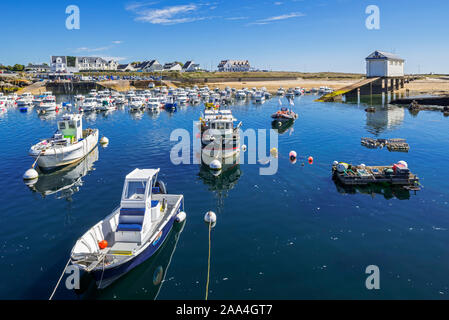 SNSM Rettungsboot Station am Hafen / Hafen von Trévignon, Trégunc, Finistère, Bretagne, Frankreich Stockfoto