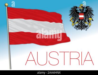 Österreich offizielle nationale Flagge und Wappen, Vector Illustration Stock Vektor