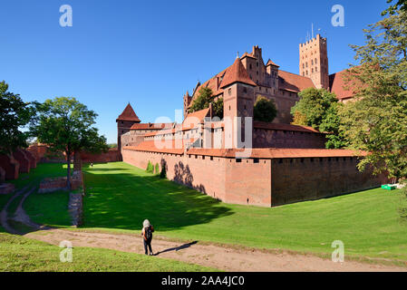 Das Schloss Malbork aus dem 13. Jahrhundert, das von den Rittern des Deutschen Orden gegründet wurde und zum UNESCO-Weltkulturerbe gehört. Polen Stockfoto