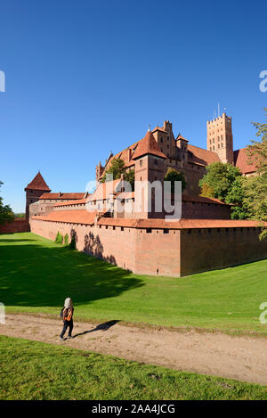 Das Schloss Malbork aus dem 13. Jahrhundert, das von den Rittern des Deutschen Orden gegründet wurde und zum UNESCO-Weltkulturerbe gehört. Polen Stockfoto