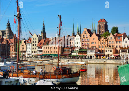 Die Altstadt und den Fluss Mottlau in Danzig. Polen Stockfoto