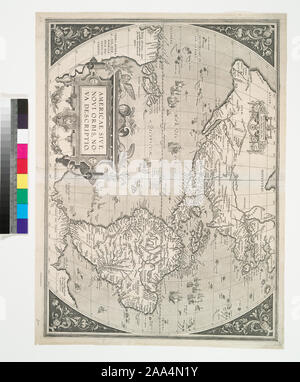 Zitat/Bezug: Stokes Addenda, Karten, 1587-Karten-3 von Ortelius, Abraham: Theatrum Orbis Terrarum, Antwerpen, 1595. Zitat/Bezug: Dek014; Americae sive Novi Orbis, Nova Descriptio. Stockfoto