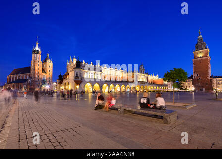Den zentralen Marktplatz (Rynek) auf die Altstadt von Krakau stammt aus dem 13. Jahrhundert. Es ist ein UNESCO Weltkulturerbe. Krakau, Polen Stockfoto