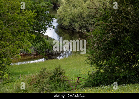 Angeln, Usk Valley, in der Nähe von Newport, Gwent. Großbritannien Stockfoto