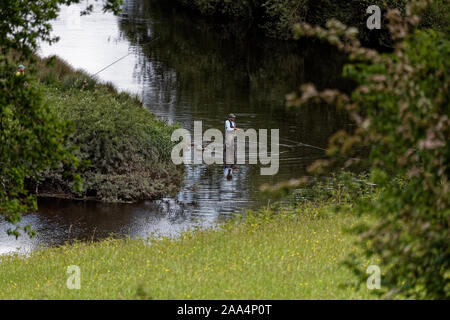 Angeln, Usk Valley, in der Nähe von Newport, Gwent. Großbritannien Stockfoto