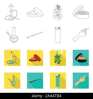 Vektor Design von Müll und STOP-Schild. Eingestellt von Müll und Gewohnheit vektor Illustration. Stock Vektor