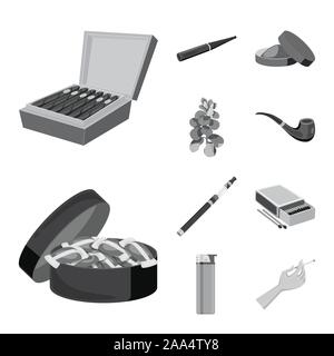 Vector Illustration von Gesundheit und Nikotin Symbol. Satz Gesundheit und Statistiken vektor Symbol für das Lager. Stock Vektor