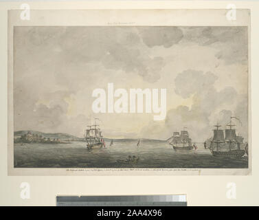 EM 2584 Deák 151; eine Skizze von einem englischen Offizier an Bord eines der Adml-. Howe's Flotte während vor Anker im Hafen von New York, kurz nach der Schlacht von Long Island Stockfoto