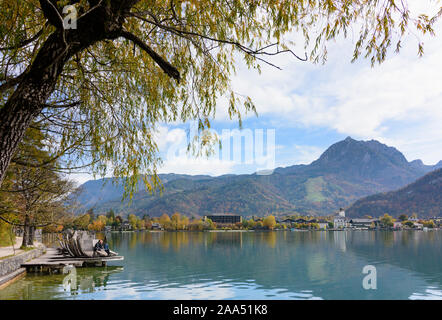 Strobl: Wolfgangsee, Stadt Strobl, Berg Sparber im Salzkammergut, Salzburg, Österreich Stockfoto