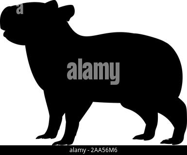 Silhouette von wasserschwein und jungen kleinen Capybara. Vektor Illustrator Stock Vektor